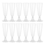 NUOLUX 24Pcs Plastic Wine Glass Disposable Champagne Flutes Plastic Footed Glass Plastic Liquor Cup